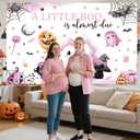 7x5ft Halloween Baby Shower Backdrop for Girls A Little Boo is Almost Due Pink Background Decorations Halloween Cute Ghost Boo Newborn Baby Party Photo Booth Props