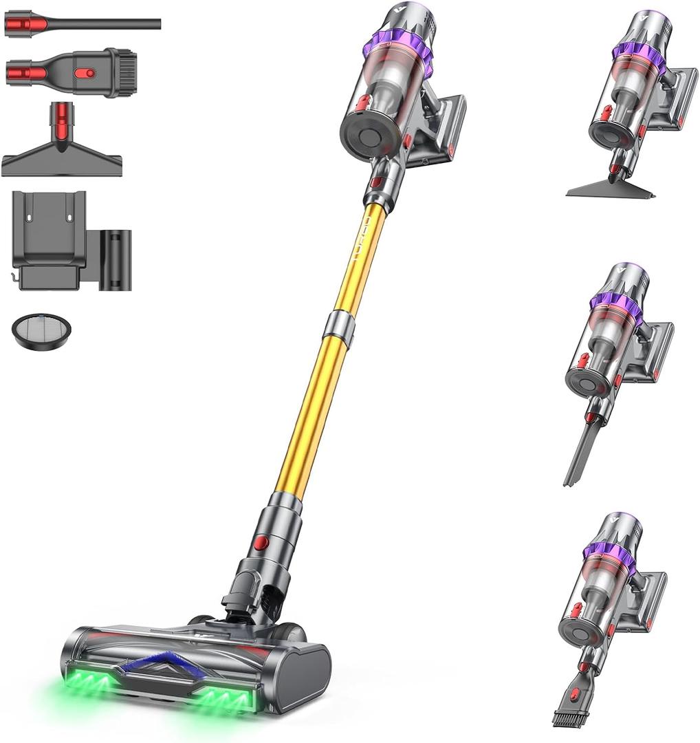 Coovy SU7 Ultra Cordless Vacuum Cleaner, 55KPa/650W 80Mins Runtime Powerful Suction Stick Vaccum for Whole-House Cleaning, Self-Standing Anti-Tangle Vac for Hard Floors Carpet Pet Hair, Ultra Version