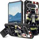 for Google Pixel 9 Pro/Pixel 9 Case with Stand & Camera Cover Hybrid Dual Layer Heavy Duty Shockproof Protective Case for Pixel 9 Pro/Pixel 9,Fire-Fighter