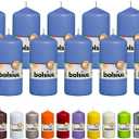 BOLSIUS 10 Blue Pillar Candles - 2.25 x 4.75 Inches - Premium European Quality - Individually Wrapped - 33 Hours Burn Time - Dripless Smokeless Unscented Dinner, Wedding, Party, & Restaurant Candles
v