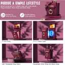 for Samsung Galaxy Z Flip 6 Case, Flip 6 Phone Case with Card Holder and 360 Ring Stand, PU Leather Wallet Case with Crossbody and Wrist Strap, Wine Red