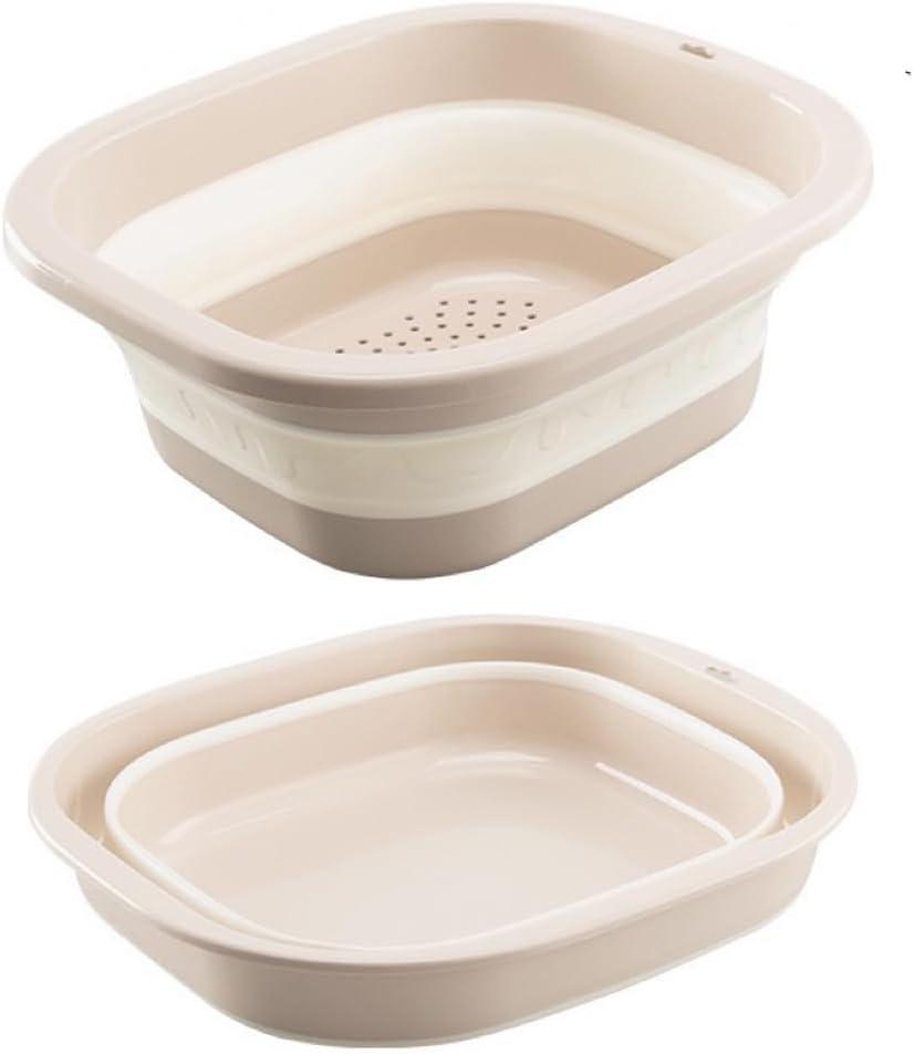 2pcs Folding Colander Bowls Strainers for Kitchen, Double Layer Drain Basket and Fruits Bowl, Multipurpose Food Prep Container for Pasta, Spaghetti, Vegetables, & Fruit Draining (Milky white)