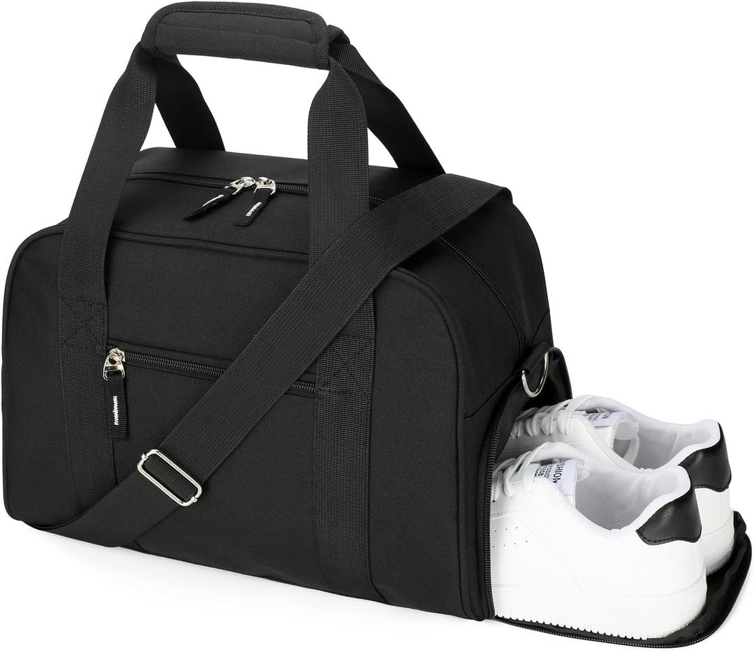 SeaRock 14 inch Small Gym Bag for Men & Women, Mini Duffle Bag with Shoe Compartment, Carry On Duffel Bag for Travel Sports, Black