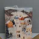 Framed Winter skiing Scene Canvas Wall Art Nordic Landscape Painting Print Poster Picture Gallery Wall Decoration Living Room Bedroom Dining room 12X16 Inch Ready to Hang (16L" x 12W")