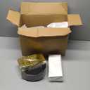 Bestluck 350PCS Clear Black Plastic Plates for 50 Guests, Disposable Plates with Gold Trim include 50 Dinner and Dessert Plates, 150 Gold Silverware, 50 Cups, 50 Napkins for Party & Graduation