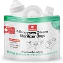 dearlomum Microwave Steam Sterilizer Bag for Baby Bottles 8 Count (20 Uses Per Bag), Reusable Travel Sterilization Pouches, Disinfection Container for Baby Pacifiers and Breast Pump Accessories