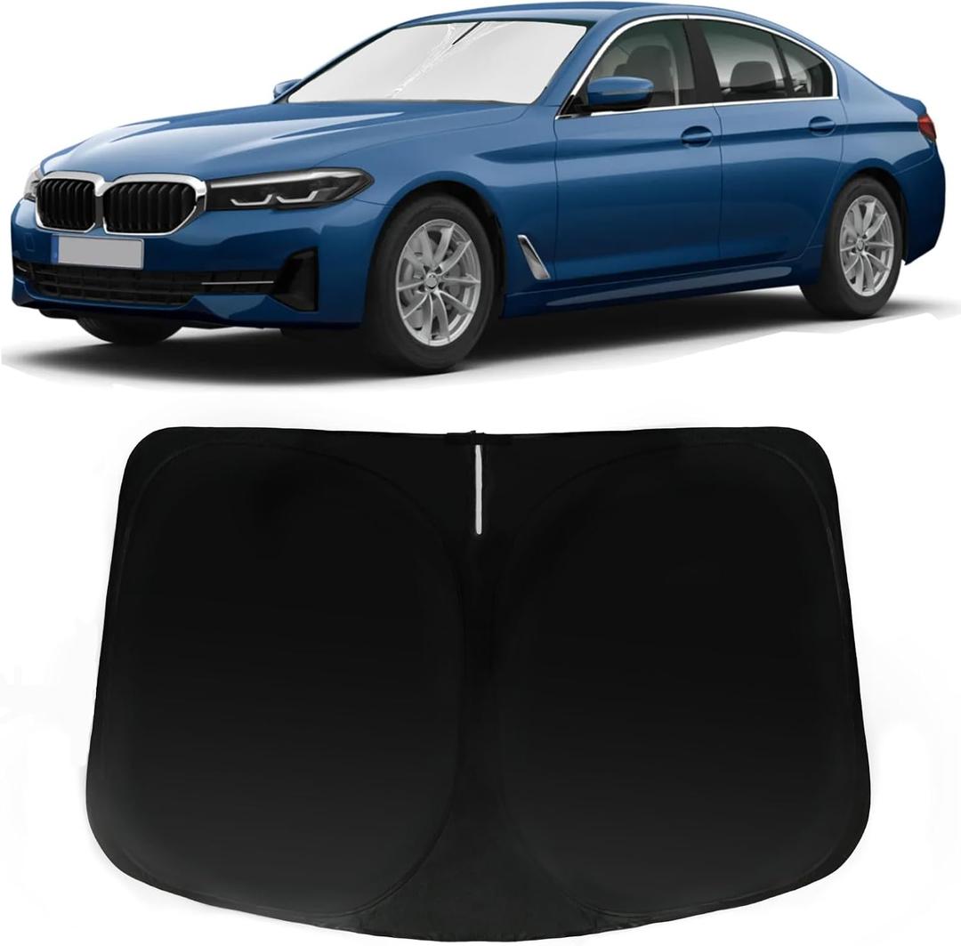 Windshield Sun Shade for 2011-2024 BMW 5 Series 525i 528i 528xi 530i 530e 535i 545i 550i, Car Front Window Sunshade with 240T Sun Visor Protector Blocks UV Rays Heat Sun Shield Accessories