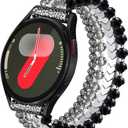 VISOOM Beaded Boho Bracelet Compatible for Samsung Galaxy Watch 7/6/5/4 40/44mm Bands/Active 2 Watch 4 Classic 42mm Band Women, 20mm Handmade Cute Elastic Crystal Beads Bracelet for Galaxy Watch 5 pro (Black)