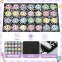 7.6x12 ft Large Smile Face Classroom Rug Happy Face Educational Area Mat Composition Notebook Play Carpet Back to School Learning Mat for Preschool Playroom Nursery Kindergarten(Black and White)