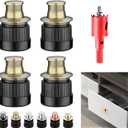 Recessed Drawer Pulls Tatami Handle Invisible Knobs for Furniture and Cabinet (4PCS Blue Bronze with Hole Puncher)