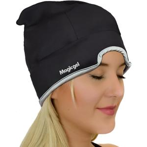 Magic Gel Migraine Ice Head Wrap | Real Migraine & Headache Relief | The Original Headache Cap | Cold, Comfortable, Dark & Cool; Endorsed by Physicians, Loved by Thousands - (Black)
