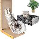 26.8 Inch Vertical L Shaped Cat Scratcher Wall + Cat Scratcher Box for Indoor Cats, L Shape Cardboard Cat Scratching Posts with Ball Toy (Extra Large)