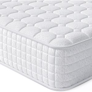 Vesgantti 8 Inch Multilayer Hybrid Queen Mattress - Multiple Sizes & Styles , Ergonomic Design with Memory Foam and Pocket Spring, Medium Firm Feel, White