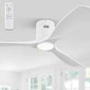 Fanbulous 52" Ceiling Fans with Lights and Remote Control,Modern Flush Mount Ceiling Fan with 3 LED Colors,Outdoor Low Profile Ceiling Fans with 6-Speeds Timer DC Motor for Bedroom Living Room Patio