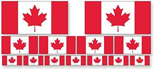 2 x Sheet of Multiple Size Canadian Flag Stickers (Canada Vinyl Decal for car Scrapbook or Laptop (2x4 inch; Qty 4: 1x2 inch; Qty 7: 0.5x1 inch)