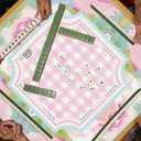 WHCHJ Pink Boho Floral Checkered Mahjong Mat 31.5 x31.5 , Abstract Watercolor Cottagecore Pastel Non-Slip Noise Reduction Mahjong Table Mat for American Mah Jong Poker Board Card Games Dominoes