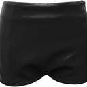 Fallorchid Women's Faux Leather Shorts Sexy Skinny Mini Shorts Hot Pants (Black) S