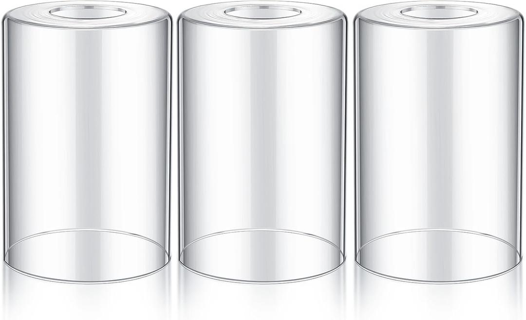 Teenyyou 3 Pcs Clear Glass Shade Replacements for Pendant Light Fixtures Glass Lamp Shade Cover, 1-5/ 8 Inch Fitter, 4"w x 6"h, Replacement Lamp Globe for Chandelier Wall Light Sconce