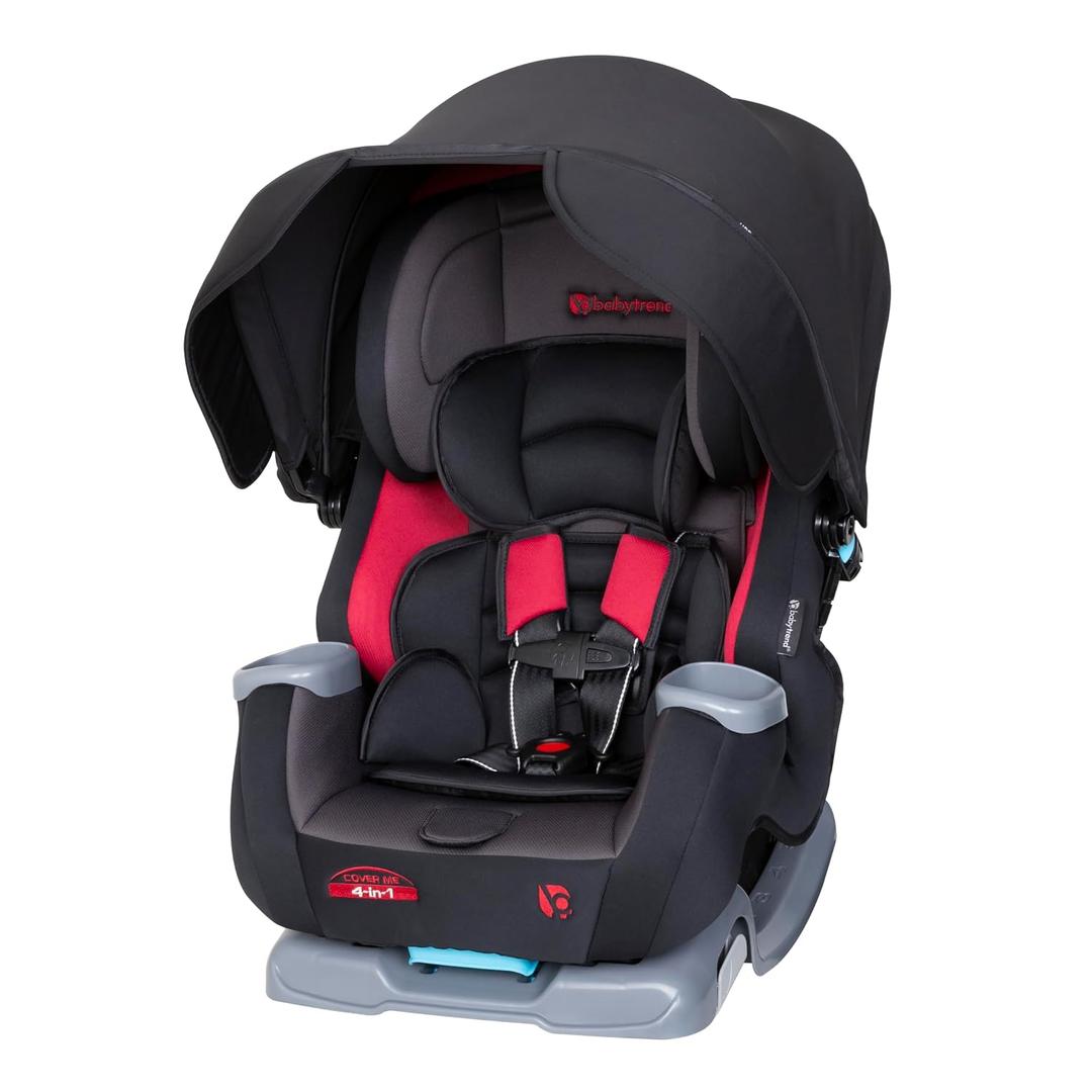 Baby Trend Cover Me 4-in-1 Convertible Car Seat, Scooter Built-in Canopy, 4-Stage Growth System, Plush Comfort Padding, Multi-Position Recline, Manufactured Date: 03/21/2026