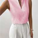 SOLY HUX Women's Work Outfits V Neck Sleeveless Blouses Summer Casual Tank Tops Business Office Dressy Striped Shirts (XL)