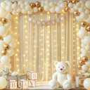 10x10ft Champagne Tulle Backdrop Curtains with Lights String for Parties,Wrinkle Free Sheer Curtain Wedding Photo Backdop Drapes for Baby Shower Birthday Party Photography Home Decorations