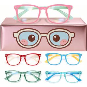 Toddler Blue Light Glasses for Kids Boys Girls, Computer Glasses Frame and Anti-Glare (Age 2-6) (* 5 Pair Mix-a)