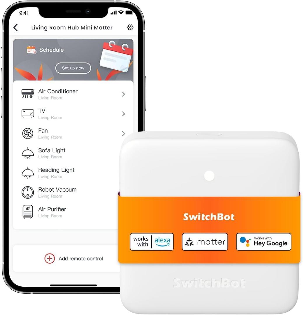 SwitchBot Hub Mini Smart Remote - IR Universal Remote, WiFi IR Blaster for TV, Air Conditioner, Compatible with Alexa, Google Home, Link SwitchBot to Wi-Fi (Support 2.4GHz)
