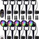 SUNVIE 12W Christmas Low Voltage Landscape Lighting RGB Color Changing LED Landscape Lights Remote Control Waterproof Garden Patio Spotlight Decoration for Outdoor Indoor(10 Pack with Connector)