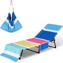 Chaise Lounge Chair Towel Cover with Side Pockets, Soft Microfiber, 80" x 26" Chair Cover for Beach/Pool Sunbathing Holiday, Patio (Stripe)