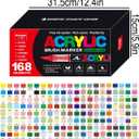 Acrylic Paint Markers Pens, 168 Vivid Colors Acrylic Markers Set,Direct Liquid Type, Stackable Color, Odorless Soft HeadMarkers for SchoolTooli Art Fabric & Creative Crafts (168)