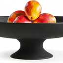 Large Black Decorative Bowl, Decorative Fruit Bowl for Kitchen Counter, Modern Pedestal Bowl for Home Decor, Stylish Key Bowls for Entry Table, Coffee Table Decorations, 11.6” Diameter & 3.8”Height