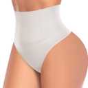 Tummy Control Thong Shapewear for Women High Waist Shaping Underwear Seamless Body Shaper Panties Girdle, Large