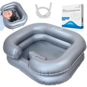 Circa Air Inflatable Hair Washing Basin For Bedridden - Wash Hair In Bed With Inflatable Shampoo Basin. Portable Shampoo Bowl With Pillow For Extra Comfort. The Perfect Inflatable Sink For Locs Detox