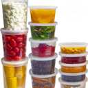 DuraHome Food Storage Containers with Lids 8oz, 16oz, 32oz Freezer Deli Cups Combo Pack, 44 Sets BPA-Free Leakproof Round Clear Takeout Container Meal Prep Microwavable, Airtight Lids (Mixed Sizes)