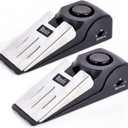 Door Stop Alarm, Door Stopper with 120DB Security Alarm, Floor Wedge Doorstop for Travel Apartment Home House (Pack of 2) (Black)