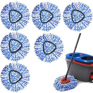 6 Pack Spin Mop Replacement Heads Compatible with Ocedar RinseClean 2 Tank Mop System,Microfiber Mop Refill Heads for O Cedar Cleaning All Hard-surfaced Floor