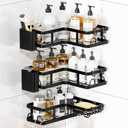 3 Pack Corner Shower Caddy Organizer, Rustproof Corner Shower Shelves, No Drilling Bathroom Corner Shelf with Hooks and Toothpaste Holder (Black)