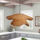 Boho Pendant Lights Kitchen Island, 15.72" Hand-Woven Hemp Rope Chandelier, Bohemian Farmhouse Dome Weaving Hanging Ceiling Lighting Fixture for Living Dining Room Restaurants, 40*20cm