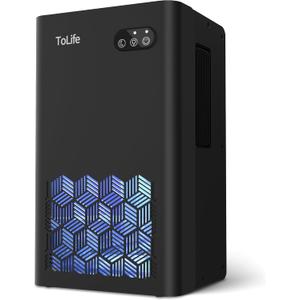 Dehumidifier for Bedroom Bathroom Basements, Dehumidifier with 2 Working Mode, Auto Shut Off, 7 Colors LED Light, Black