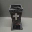Solar Cemetery Vase with LED Cross Lamp Memorial Flower Holder with Spike Headstones Vases Gravestone Garden Decorations Condolence Gifts for Loss of Loved One
