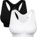 Women's Zip Front Sports Bra Wireless Post-Surgery Bra Active Yoga Sports Bras XL