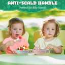 Stainless Steel Baby Bowls, 8.5fl Oz Kids Bowl with Anti-scald Removable Silicone Shell, BPA Free Baby Feeding Bowls with Fork Spoon for Snacks, Ice Cream, Cereal, Soup, Fruit (4 Colors)