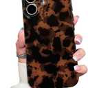 Cute Phone Case for iPhone 17 Case Amber Pattern Leopard Full Camera Protective Slim Shockproof Cool Trendy Aesthetic-Brown Tortoise Shell