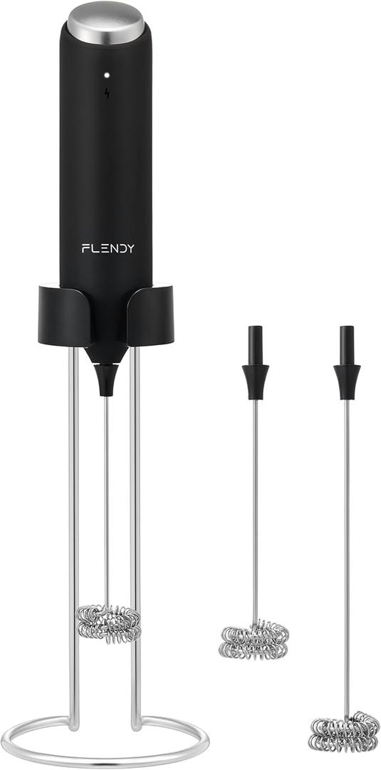 Rechargeable Milk Frother Handheld, Coffee Frother Handheld with USB-C Charging Stand, Electric Drink Mixer Handheld, Mini Electric Whisk Frother for Coffee, Matcha, etc