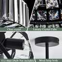4 Lights Modern Crystal Chandelier Black Round Semi Flush Mount Ceiling Light Fixture Farmhouse Chandelier for Dinning Room Living Room Bedroom Hallway Entryway Kitchen, 14.96 x 10.23 inches