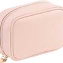 RIGHT AWAY Small Makeup Bag for Purse,Cosmetic Bag Organizer for Women,Waterproof PU Leather Make Up Pouch Toiletry Bag with Pockets,Portable Makeup Case for Travel Accessories&Accessories(Pink)