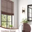 32''W X 72''H Cordless Bamboo Roman Shades, Light Filtering Roll Up Bamboo Matchstick Blinds for Interior Window Home Patio Porch, Dark Brown