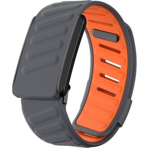 surundo Silicone Sport Band Compatible with Whoop 4.0 Band Strap Men Women, Soft Breathable Sport Adjustable Waterproof Replacement Wristbands Straps for Whoop 4.0 Bands (Gray Orange)