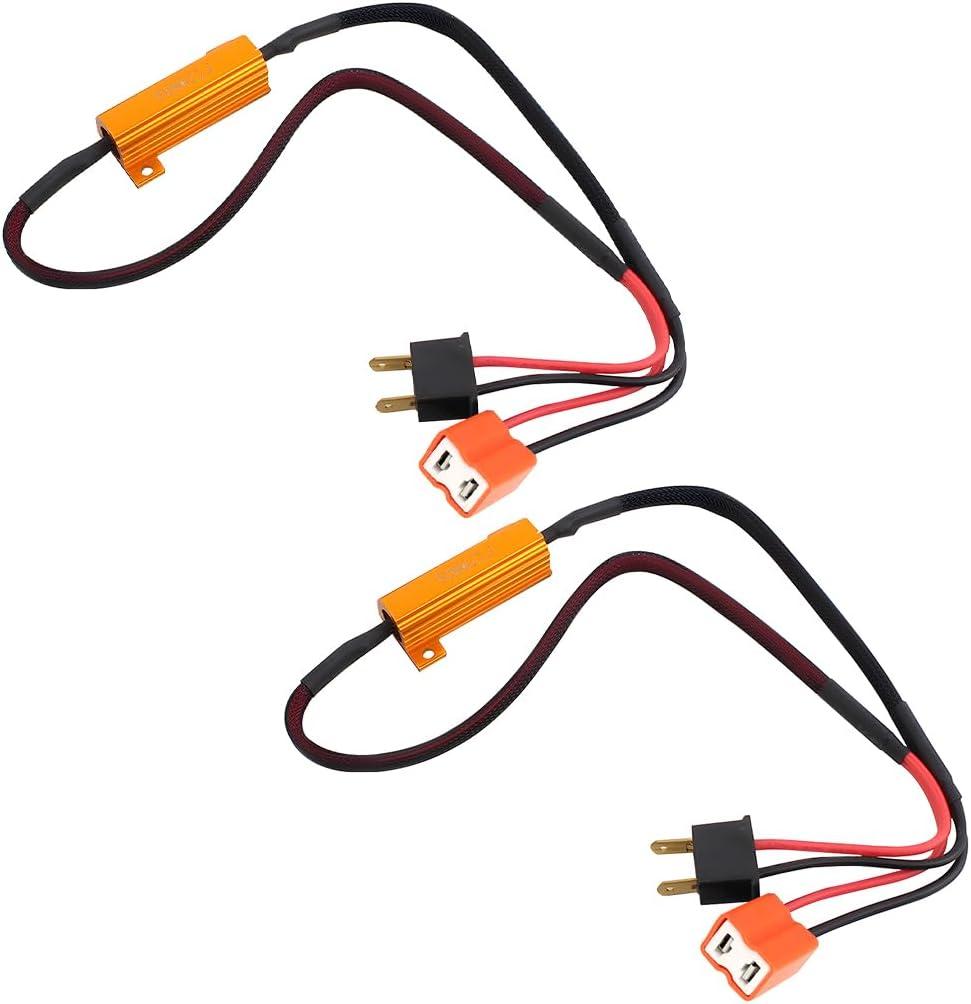 2PCS H7 Car LED Light Resistor Kit, 2PCS 50W Vehicle Error Flicker Resistor Canceller Decoder, Automotive Fog Light Turn Signals Decoder, Universal for SUV Automobile Lorry