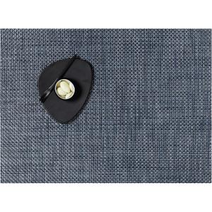Chilewich Basketweave Placemats - Woven Placemats Set of 4 - Reusable, Stain-Resistant, Indoor/Outdoor Tabletop Protection - Denim - 14" x 19" Rectangle